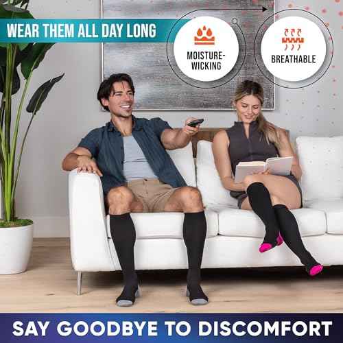 Compression Socks for Women and Men (3-Pairs) Best Support for Running, Flying, Pregnancy - Knee High Graduated Compression Stockings 15-20mmHg
