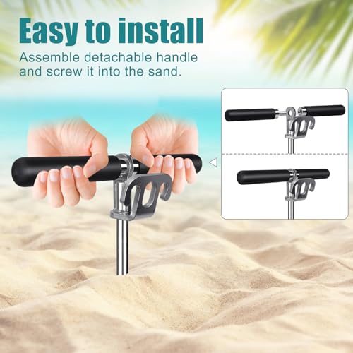 36-Inch Stainless Steel Sand Anchor for Boat - Shallow Water Docking - Includes T-Handle (Not Include Rope)