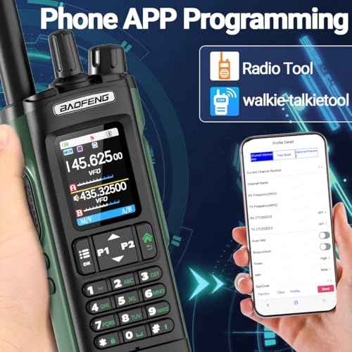 BAOFENG UV-32 Ham Radio Long Range 10W Rechargeable Walkie Talkies UV32 5RM K5 Handheld Two Way Radio NOAA Weather with GPS,APP Programming,Copy Frequency,USB-C Charging for Survival Gear Cruise,2Pack