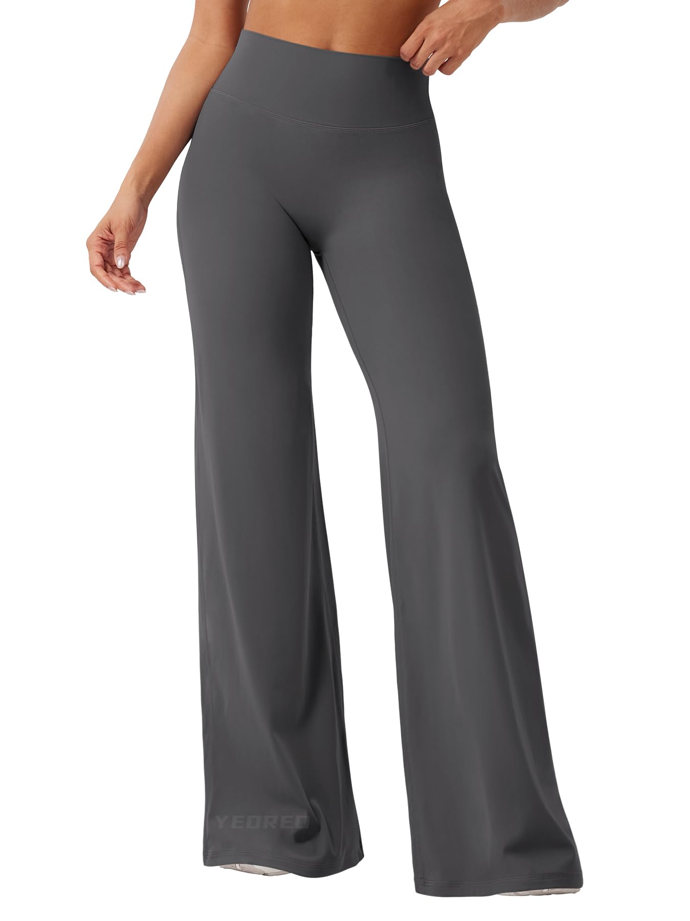 YEOREO Workout Leggings Womens No Front Seam Straight Leggings 35" High Waist Buttery Eddiy Gym Yoga Pants Dark Gray XS