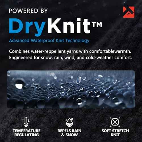 TOP-EX DryKnit¢â Winter Waterproof Merino Wool Visor Beanie Hat with Brim for Men Women, Knit Cap Stocking Warm Fleece Lined