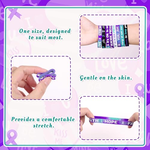 144pcs Suicide Prevention Awareness Silicone Wristbands Bulk, Inspirational for Men Women Teens Group Event
