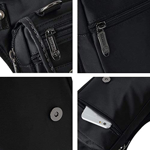 Oxford Hiking Waist Pack Thigh Fanny Bag for Men Women Black 4