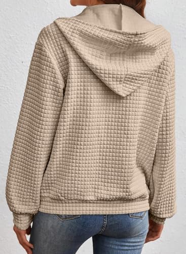Women’s Oversized Khaki Zip Up Hoodie Medium Fall Casual Sweatshirt