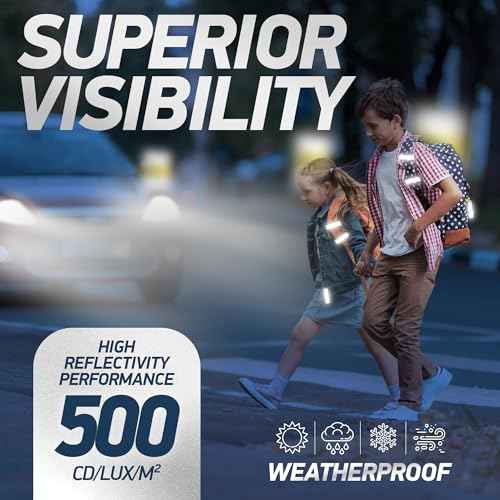 Reflective Backpack Bands | 3M Scotchlite Reflectors | Hook-and-Loop Closure | 1x4 & 1.5x5 in | 2-Pack (Silver)