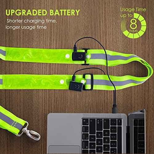 LED Belt Reflective Sash for Walking at Night, High Visibility Adjustable Night Running Safety Gear Rechargeable LED Light Up Running Belt Reflective Gear for Runners Walkers Men Women