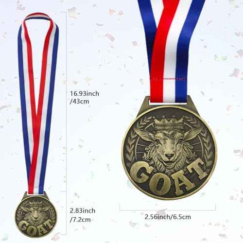 Goat Medal - 3ft Greatest Champion Medal of All Time, Goat Pendant Medal with Neck Strap, Goat Award Chain for Football Basketball Sports Championship MVP Award and Tournament League Champion