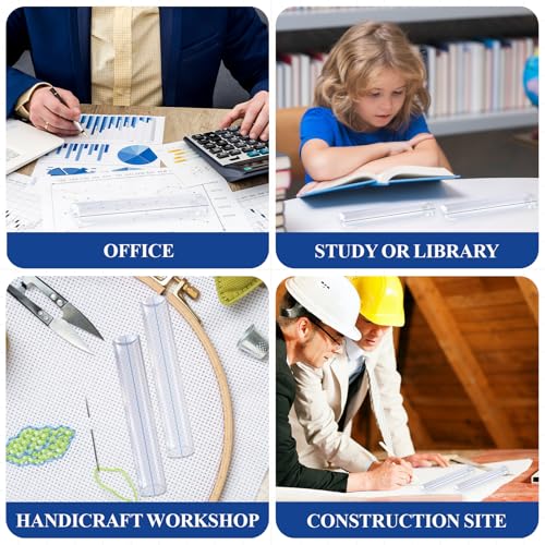 Magnifying Ruler Set for Reading & Crafts - 6 Inch Blue Guide Line Magnifiers