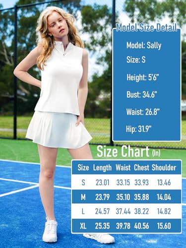 Women Sleeveless Golf Tennis Polo Shirt Spliced Mesh Back UPF 50+ - White Small