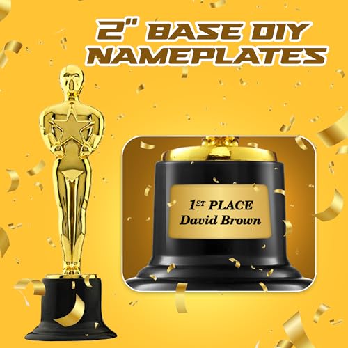 Bedwina Gold Trophy Award Mini Trophies Bulk - (Pack of 12) 6 Inch Tall Plastic Golden Statue Award, Party Themed Decorations, Winners or Appreciation Gifts Game Prizes for Adults & Kids