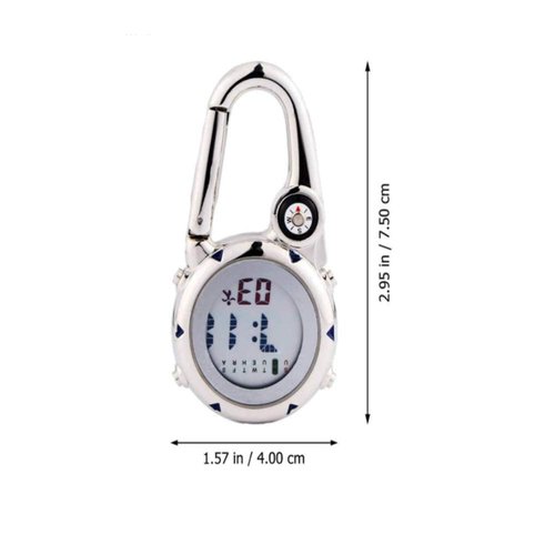 ZOVEDAIUG Digital Pocket Clip Watch for Men Carabiner Watch Backpack Fob Belt Waterproof Clip Watch with Alarm Clock Date Week for Outdoor Sports (White)