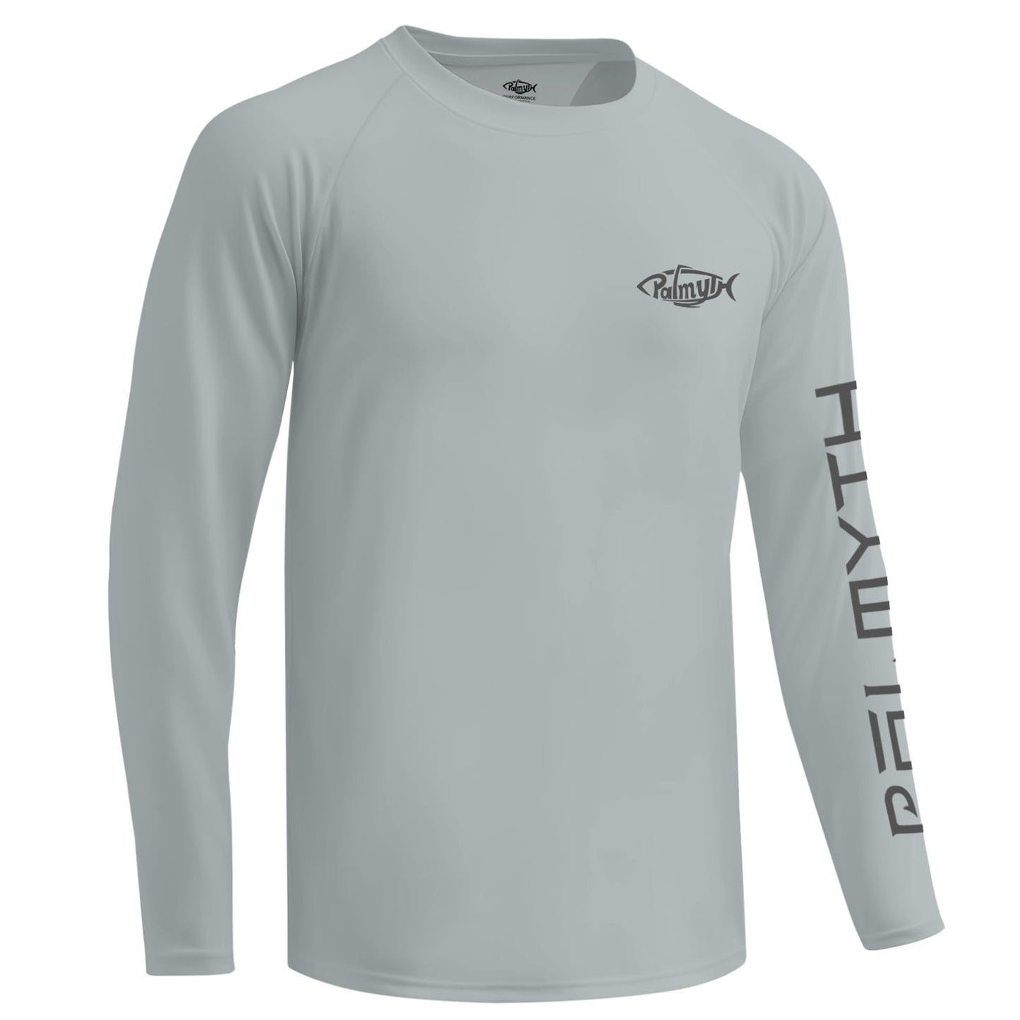 Palmyth Fishing Shirts for Men Long Sleeve UPF 50+ T Shirt Sun Protection Tee UV T-Shirts Gray Largemouth Bass XL