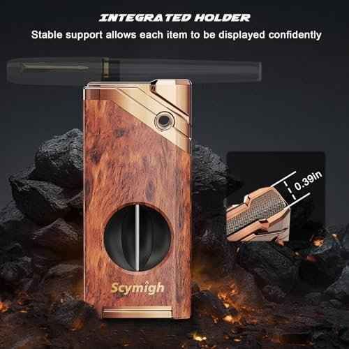All-in-one Torch Lighter with Tool, Holder, Windproof Flame, Refillable Butane Jet Flame Lighter, Multifunctional Accessories, Gifts for Men, Cool Lighters for Candle, Outdoor (Without Gas)