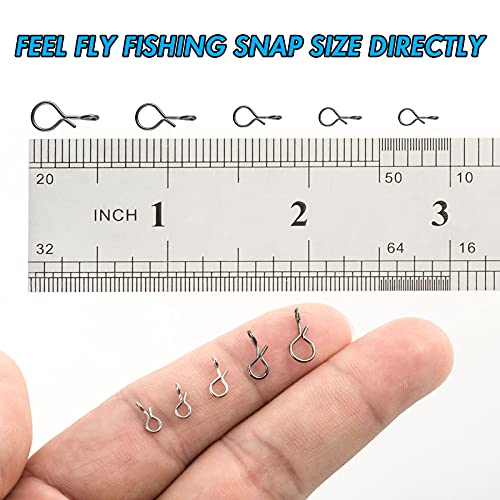150-Pack Stainless Steel Fly Fishing Snaps - 3 Sizes Quick Change Lure Clips with Variation XS S M