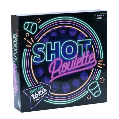 Roulette Party Game with Glass Mini Cups and Spinner Set for Adults