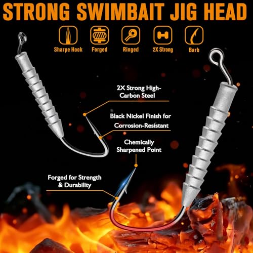 Hover Rig Swimbait Jig Heads 15pcs Set - 1/4oz, Size 5/0, Version2