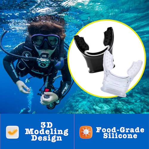 Universal Silicone Regulator Mouthpiece with Tie for Scuba Diving & Snorkeling - Clear