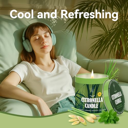 6 Pack Outdoor Citronella Candles Set - 9oz Natural Soy & Essential Oils
