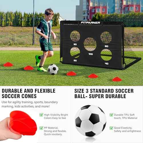 Kids Soccer Goal for Backyard Set,2 Pack of 4x3/6x4 ft Portable Pop Up Soccer Nets,Complete Youth Training Equipment with Target,Ball & Cones for Kids 3-14 Goal Practice,Outdoor Sports Game