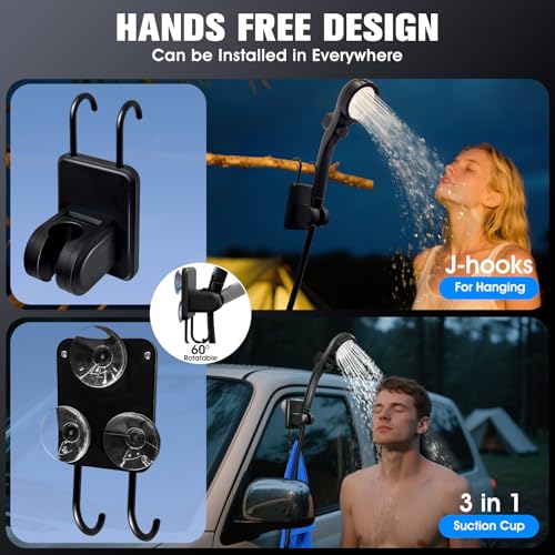 Portable Camping Shower with 2000W Auto-Off Water Heater and Digital Display