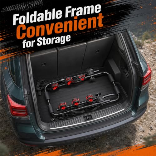Foldable Car Bicycle Rack for 3 Bikes - Trunk Mount Bike Carrier, Black