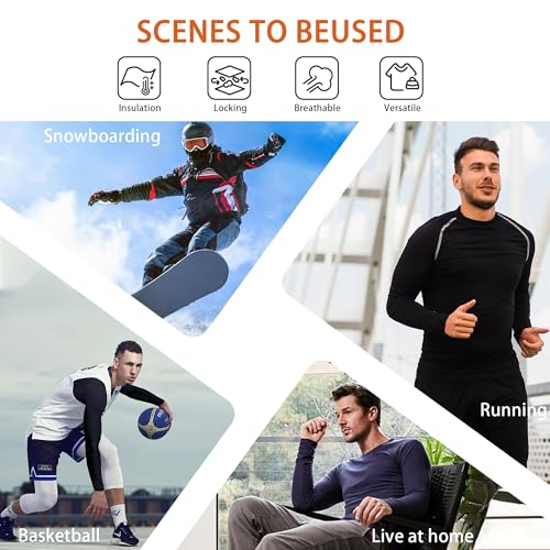 Thermal Underwear for Men Long Johns Fleece Lined Base Layer Quick Dry for Cold Weather