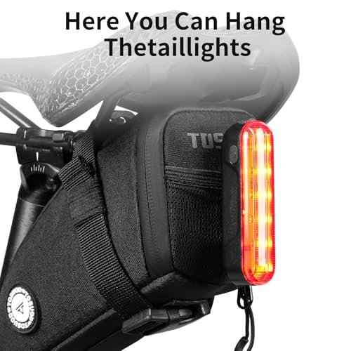 1.2L Aero Horn Bike Seat Bag Waterproof, PU Fabric & Taped Zipper, Bike Bag Reflective Logo & Taillight Mount, Tool-Free Straps, Bike Saddle Bag