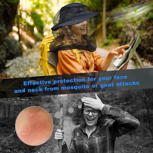 Mosquito Head Net for Insects 4 Pack - Adult Size, Breathable Mesh, Bug & Fly Protection