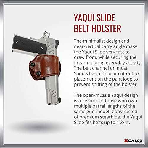 Galco Yaqui Slide Belt Holster for 1911 3-Inch-5-Inch Colt, Kimber, para, Springfield, Kahr, Walther P22