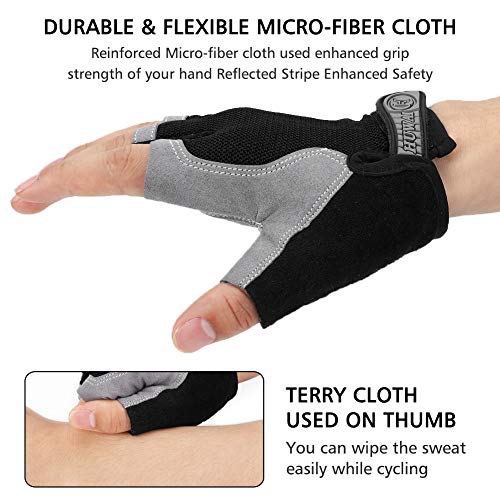 Accmor Half Finger Cycling Gloves Black Large Men Women Bike Gloves Shock Absorbing
