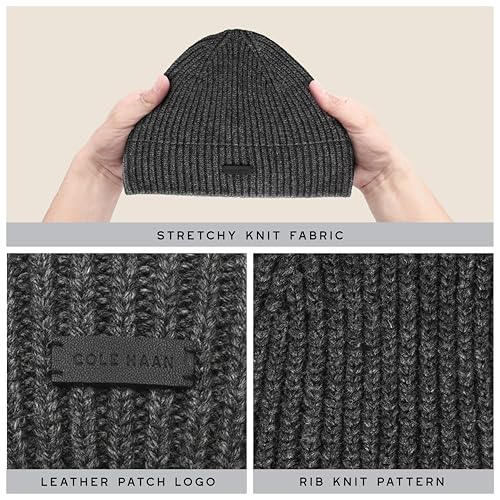 Cole Haan Men's Knit Beanie-No Cuff Design