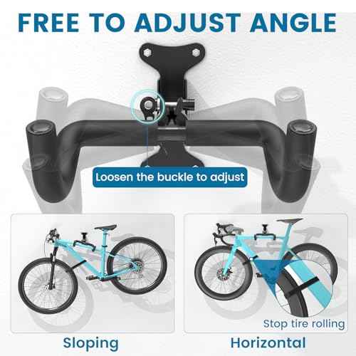 Housolution Bike Wall Mount - [1 Pack] EVA Foam Padded up to 48.5 lbs, Carbon Steel, Valve Mechanism, Heavy-Duty Adjustable Bike Wall Hanger for Road, Mountain and Hybrid Bikes, Garage & Apartment