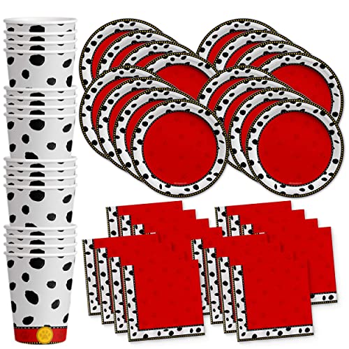 Dalmatians Birthday Party Supplies Set - Plates Napkins Cups for 16 - Themed Tableware Kit with Playful Graphics