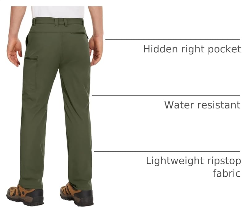 Magcomsen Men's Hiking Pants, Water-Resistant Ripstop 6-Pocket, Lightweight Quick Dry Army Green