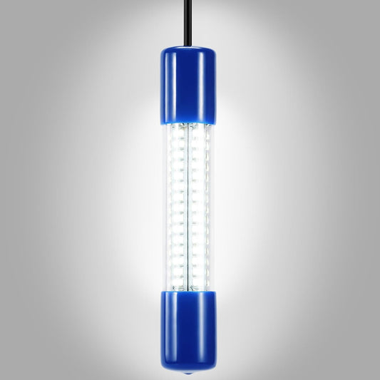 18W Underwater Fishing Light, IP68 Waterproof DC 12-24V LED Fish Bait Light Submersible Finder Attractants Lamp for Crappie Shrimp Squid Catfish + Battery Clamps, 16.4ft Cable Green/Blue/White Light