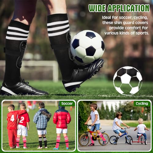 Kids Soccer Shin Guards Set with Socks - Black & Rose Red, Small