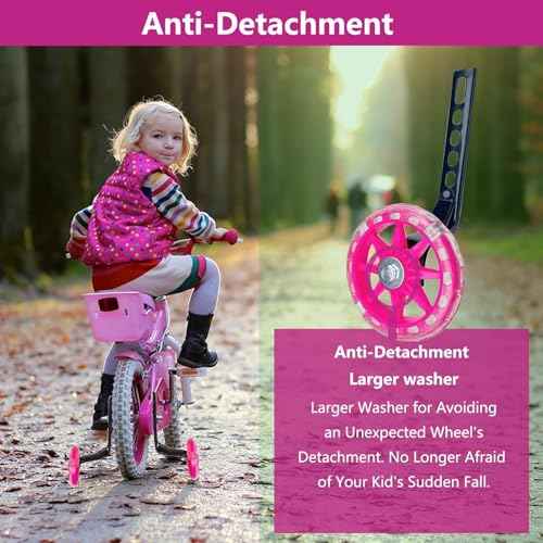 DDJKCZ Training Wheels for Kids Bicycle,Flash Mute Big Wheel Compatible for 12 14 16 18 20 inch Single Speed Bike