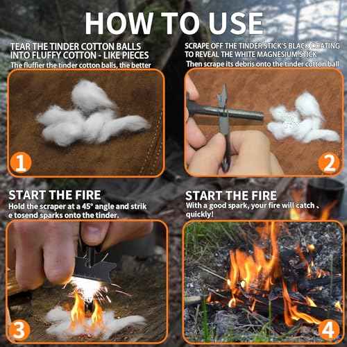 Magnesium Fire Starter with Striker, High Temp Magnesium Rod, Fire Starters for Survival Fire Steel Fero Rod, for Camping, Hiking and Emergency
