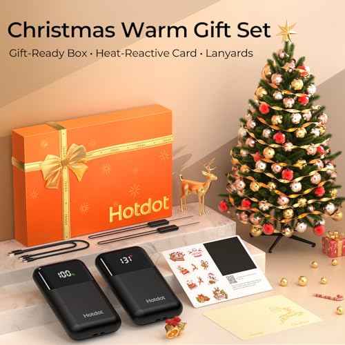 Hotdot Hand Warmers Rechargeable 2 Pack, 4 Heat Levels (104?131¡ÆF), Real-Time Temp & Battery Display, Electric Hand Warmers, Fast Heating, Fits in Gloves/Pocket, Gifts for Women & Men