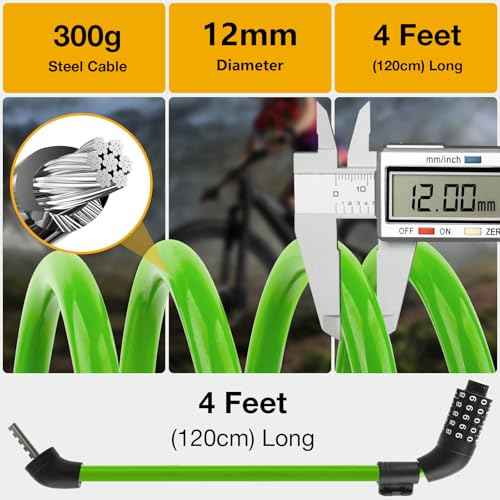 E Scooter Lock£¬Bike Lock 5-Digit Combination Lock 4 Feet Bike Locks Cable Heavy Duty Anti Theft Cable Locks with Mounting Bracket for Xiaomi M365/Max/GXL/Ninebot/Segway Scooter/Moto/Bicycle