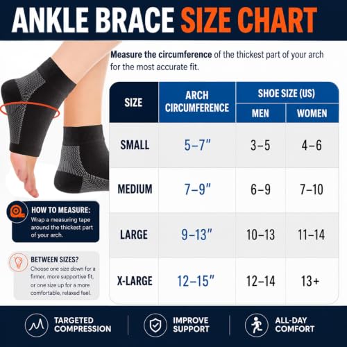 PhysFlex Black Medium Compression Ankle Socks 2 Pack - Foot Support for Pain Relief