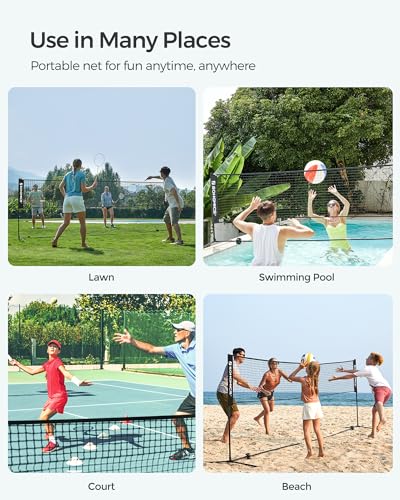 SONGMICS 16.5 ft Black Adjustable Badminton Net for Indoor Outdoor Play