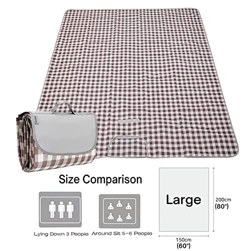 Large Waterproof Sandproof Beach Picnic Blanket - Brown 80x60 Inches