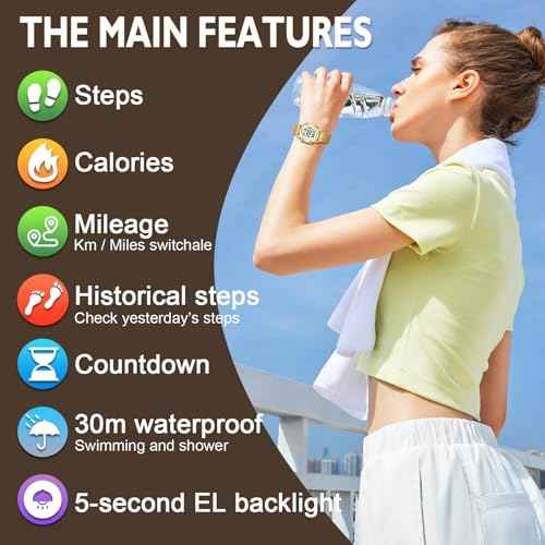 Women's Step Counter Pedometer Watch with Stainless Steel Bracelet, Stylish Design, No App, No Charging Needed for Step, Calorie, Distance, Alarm, Countdown Timer£¬TU-2401