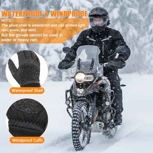 Outrip Winter Waterproof Snow Gloves for Men Women,Cold Weather Warm Thermal Touchscreen Gloves for Running, Driving, Cycling