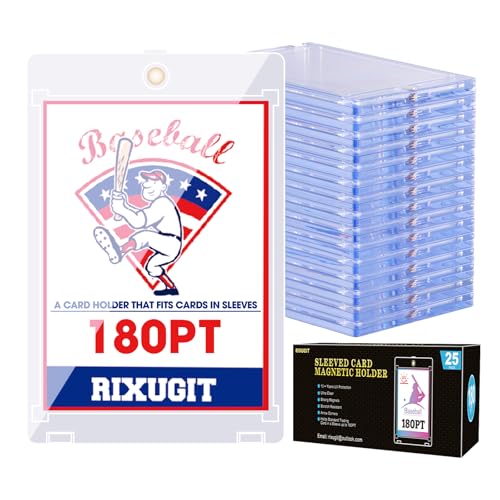 25-Pack 180pt Sleeved Card Magnetic Holders - Clear, UV Resistant, Fits Trading & Game Cards - Variation of 25ct 180PT Sleeved Card Holder