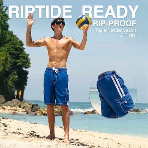 Men's Swim Trunks Medium Barracuda Royal Blue - Quick Dry, UPF 50+