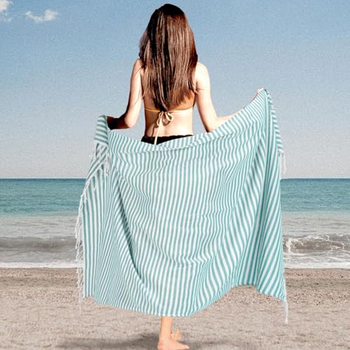 Oversized Turkish Beach Towel Bulk Set 39x71 Inches - Sky Blue, Quick Dry, Soft Cotton