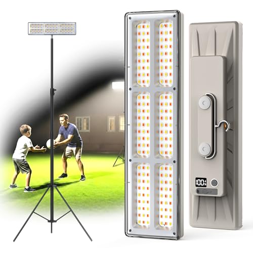 M6 10000mAh Rechargeable LED Work Light with Tripod Stand, Dimmable Cordless Camping Lamp