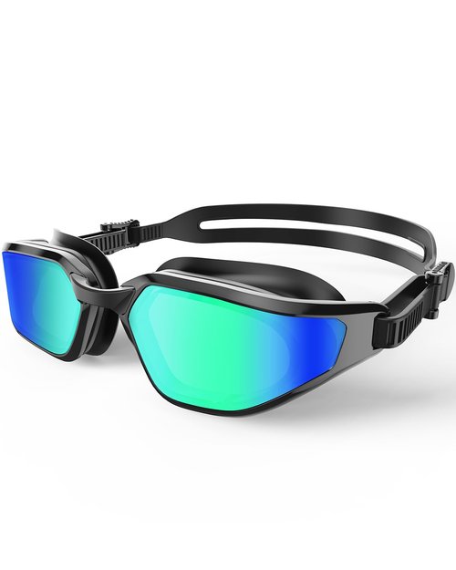 OLANRUN Swim Goggles, Unisex Adult Swimming Goggles for Men Women Youth - Anti Fog, Anti UV, No Leakage, HD Wider View (A1 (Black Frame + Gold Lens))